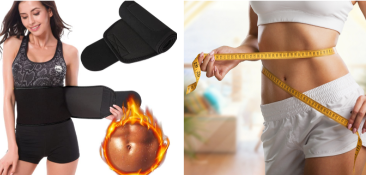 a collage of 2 women. the first wears slimwaist and the 2nd measures her waist